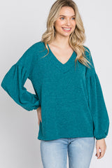 Teal Long Puff Sleeve Top