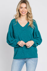 Teal Long Puff Sleeve Top