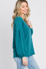 Teal Long Puff Sleeve Top