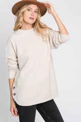 Beige Button Accent Sweater