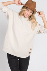 Beige Button Accent Sweater