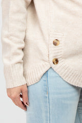 Beige Button Accent Maternity Sweater