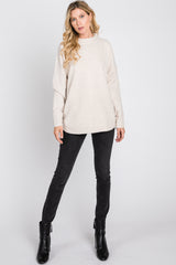 Beige Button Accent Sweater