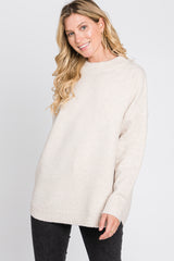 Beige Button Accent Sweater