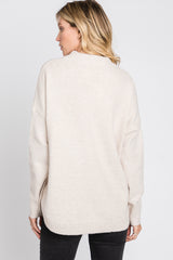 Beige Button Accent Sweater