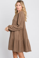 Mocha Brushed Knit Tiered Dress