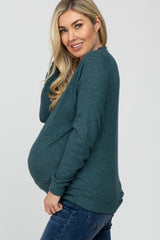 Teal Brushed Long Sleeve Raglan Maternity Top