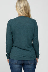 Teal Brushed Long Sleeve Raglan Maternity Top