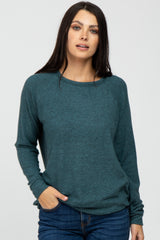 Teal Brushed Long Sleeve Raglan Maternity Top