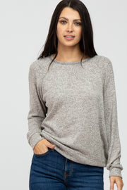 Heather Grey Brushed Long Sleeve Raglan Top