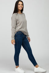 Heather Grey Brushed Long Sleeve Raglan Top