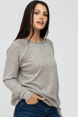 Heather Grey Brushed Long Sleeve Raglan Top