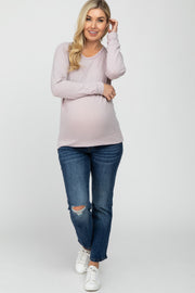 Lavender Brushed Long Sleeve Raglan Maternity Top