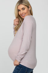 Lavender Brushed Long Sleeve Raglan Maternity Top