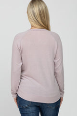 Lavender Brushed Long Sleeve Raglan Maternity Top