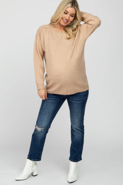 Taupe Solid Basic Maternity Sweater