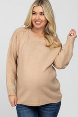 Taupe Solid Basic Maternity Sweater