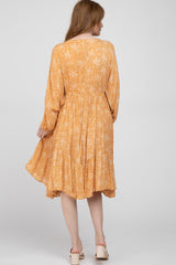 Peach Ditsy Floral V-Neck Handkerchief Dress