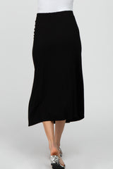 Black Ruched Midi Skirt