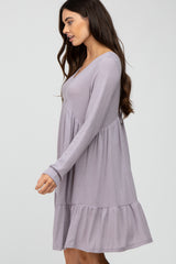 Lavender Soft Brushed Ruffle Hem Dress