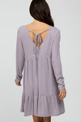 Lavender Soft Brushed Ruffle Hem Dress