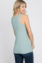 Mint Green Ribbed Sleeveless Top