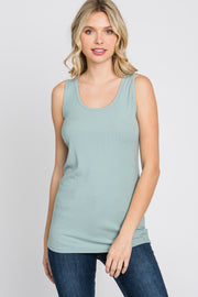 Mint Green Ribbed Sleeveless Top