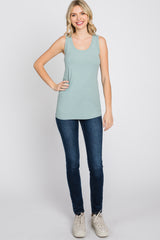 Mint Green Ribbed Sleeveless Top