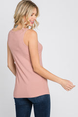 Mauve Ribbed Sleeveless Top