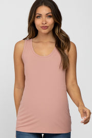 Mauve Ribbed Sleeveless Maternity Top