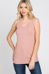 Mauve Ribbed Sleeveless Top