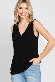 Black Ribbed Sleeveless Top