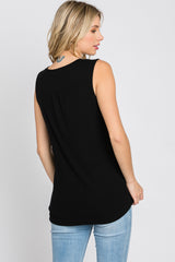 Black Ribbed Sleeveless Top