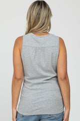 Heather Grey Ribbed Maternity Sleeveless Top