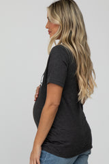 Charcoal Mama Short Sleeve Maternity Top