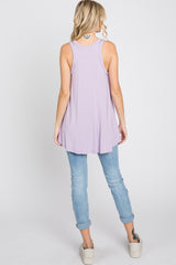 Lavender Raw Hem Sleeveless Tank Top