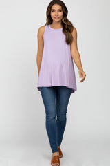 Lavender Raw Hem Sleeveless Maternity Tank Top