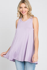 Lavender Raw Hem Sleeveless Tank Top