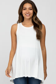 Ivory Raw Hem Sleeveless Maternity Tank Top