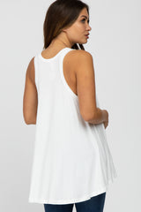 Ivory Raw Hem Sleeveless Maternity Tank Top