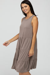 Mocha Tiered Sleeveless Dress