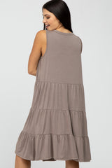 Mocha Tiered Sleeveless Dress