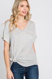 Ivory Striped Front Pocket Top