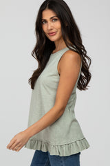 Mint Sleeveless Ruffle Hem Top