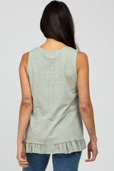 Mint Sleeveless Ruffle Hem Top