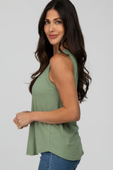 Light Olive Ribbed V-Neck Tank Top