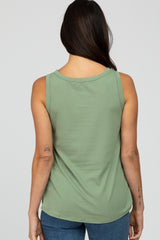 Light Olive Ribbed V-Neck Tank Top