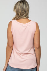 Light Pink Ribbed V-Neck Maternity Tank Top