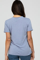 Blue Heathered V-Neck Top