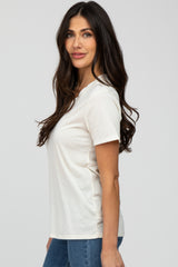 Cream Heathered V-Neck Top